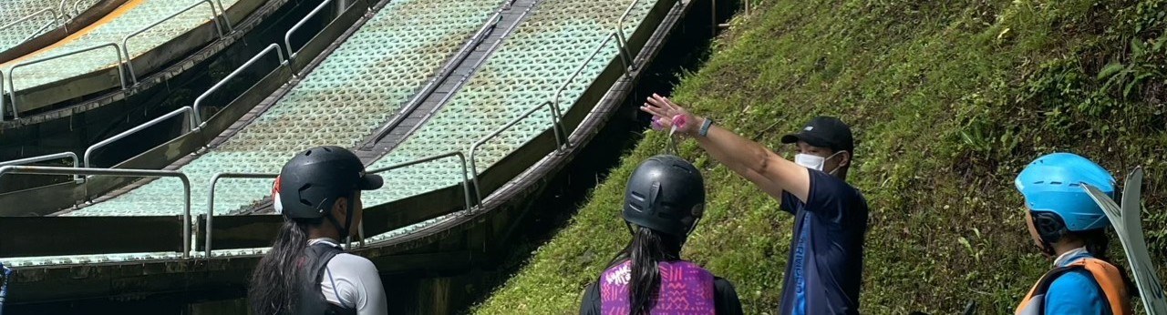 ウォータージャンプ施設での練習風景